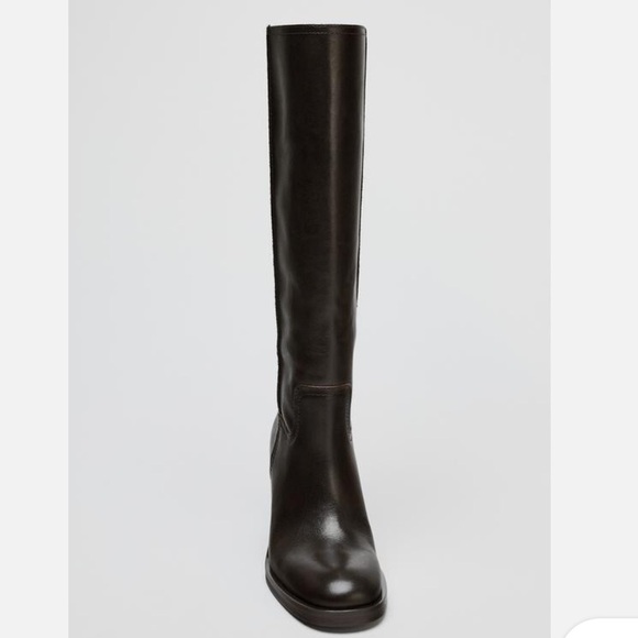 Zara Brown Heeled Leather Boots - Picture 3 of 7